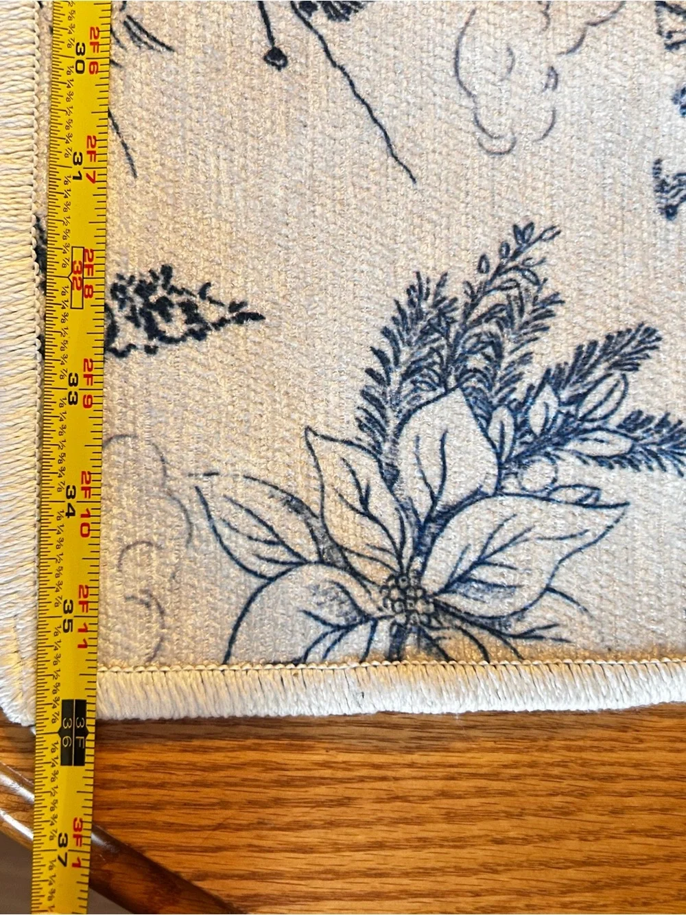 Ruggable Winter Toile Nostalgic print Blue Flat Woven Rug 2x3